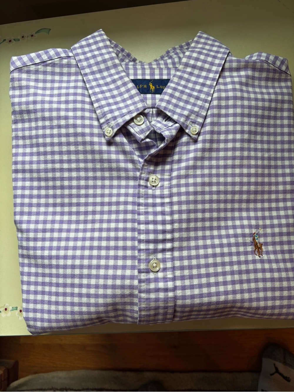 Ralph Lauren Lavender and White Gingham Button-Down Shirt